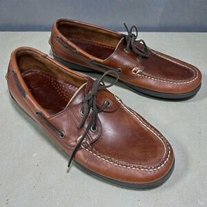 LL Bean Shoes Mens Size 11 D Slip On Loafer Brown Leather Boat Preppy Classy